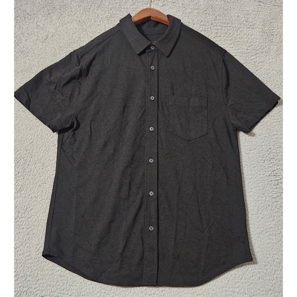 Unbound Merino Short Sleeve Button Up Shirt Black Men's Size Medium